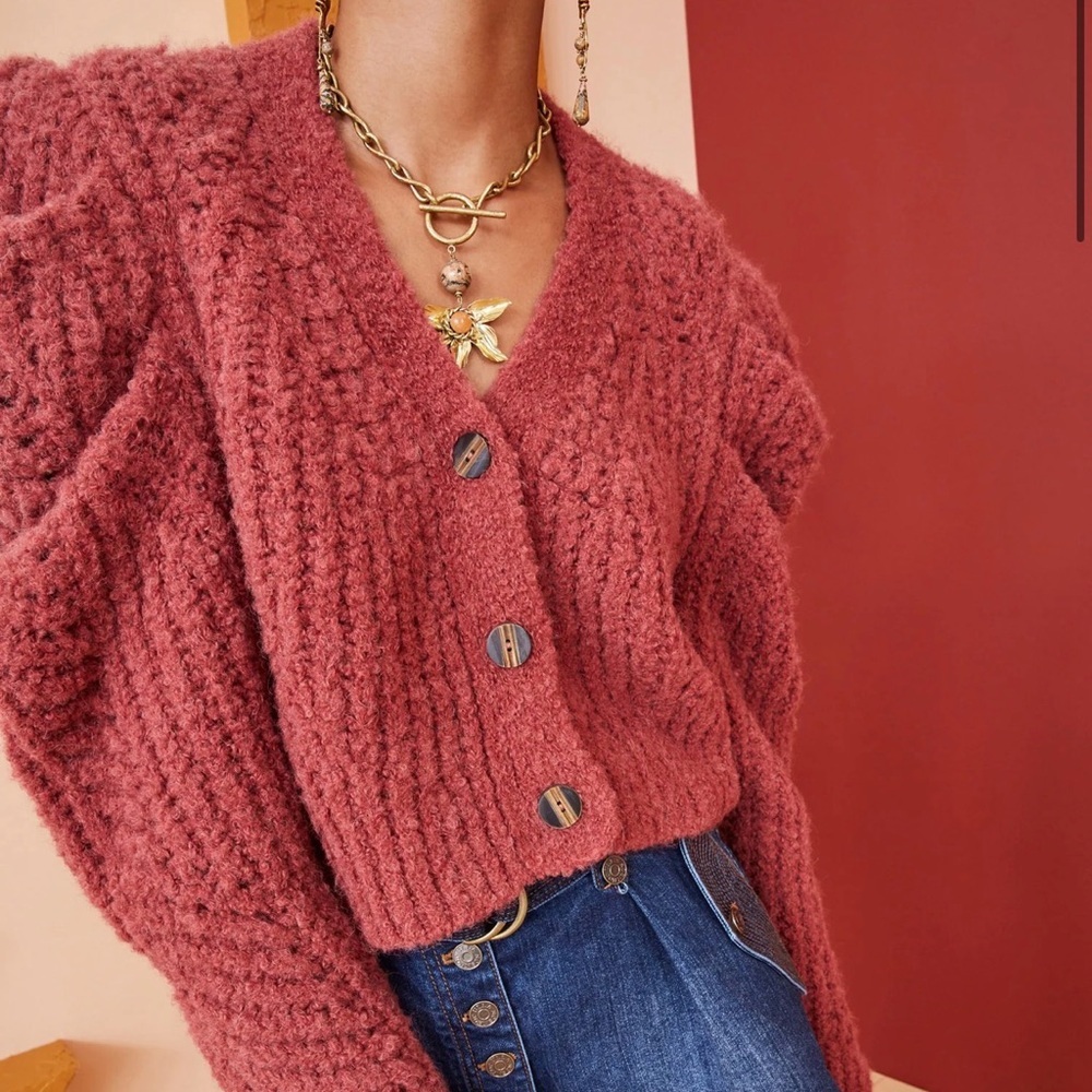 Ulla Johnson Vibrant Coral Color Alpaca Cardigan Size P AS0151